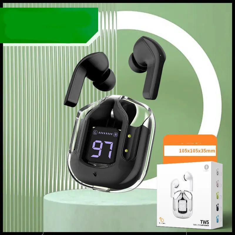 New Mini Transparent Wireless Bluetooth Headset Digital Display ENC Noise Reduction True Wireless Sports Music by Dropshipman