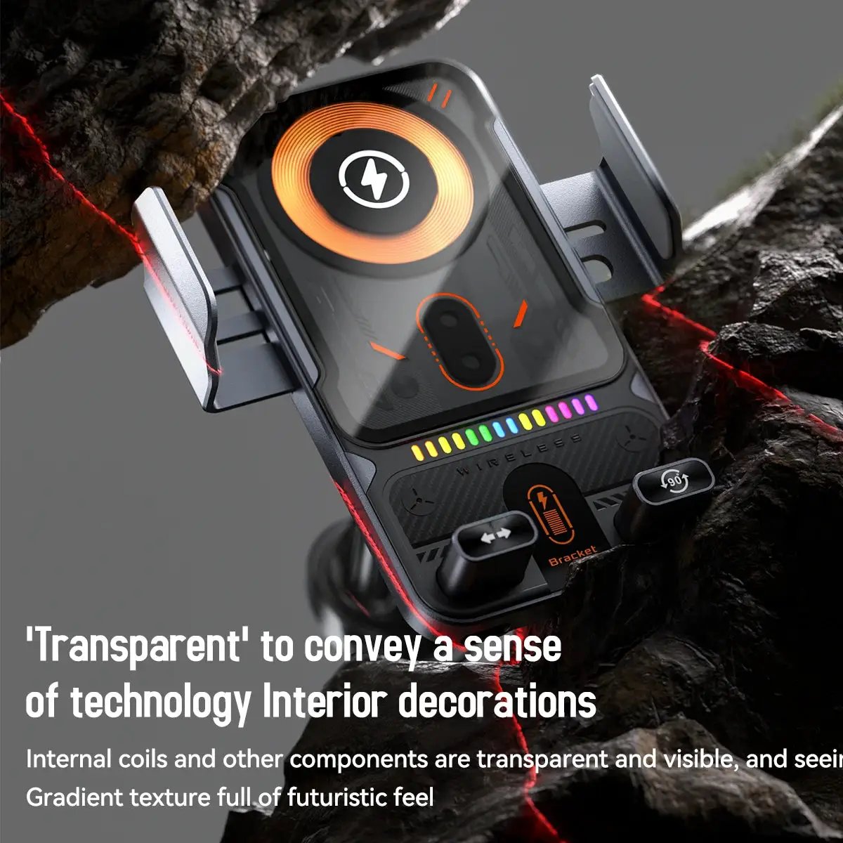 Car Universal Air Vent Electric Rotating Opening Closing Phone Holder 15W Wireless Charger Dual Coil Smart Phones Fast Charging by All Mart Bristol Ltd