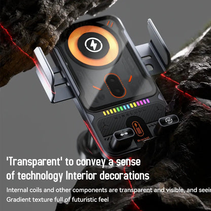 Car Universal Air Vent Electric Rotating Opening Closing Phone Holder 15W Wireless Charger Dual Coil Smart Phones Fast Charging by All Mart Bristol Ltd