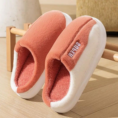 Thick-soled Fleece-lined Non-slip Plush Slippers For Men And Women To Wear At Home by Dropshipman