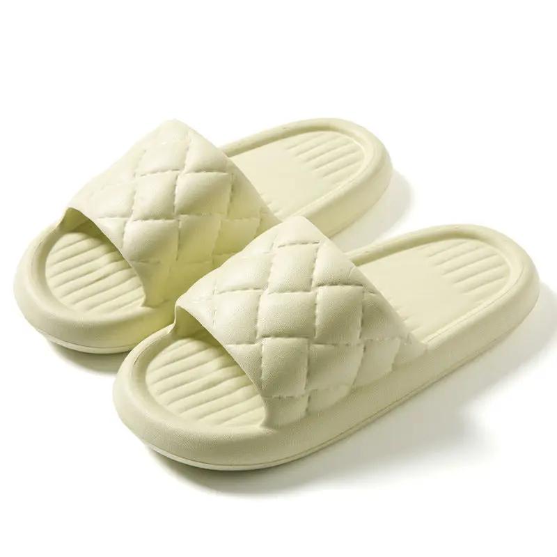 New Rhombus Home Slippers Summer Non-slip Floor Bathroom Slipper Lightweight Simple House Shoes For Women Men by Dropshipman