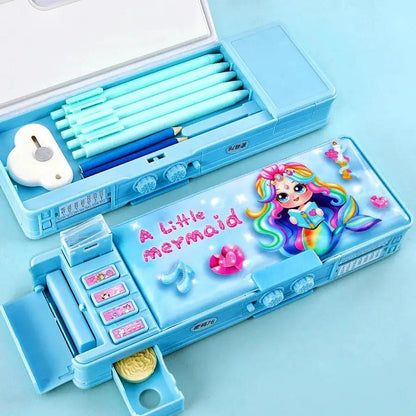Plastic Stationery Organizer Box Unicorn Bear Astronaut Stationery Pencil Case School Gifts for Kids Teens Supplies by All Mart Bristol Ltd
