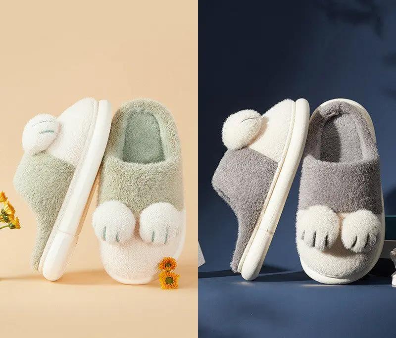 Cat's Claw Cotton Slippers Women Cute Plush by Dropshipman