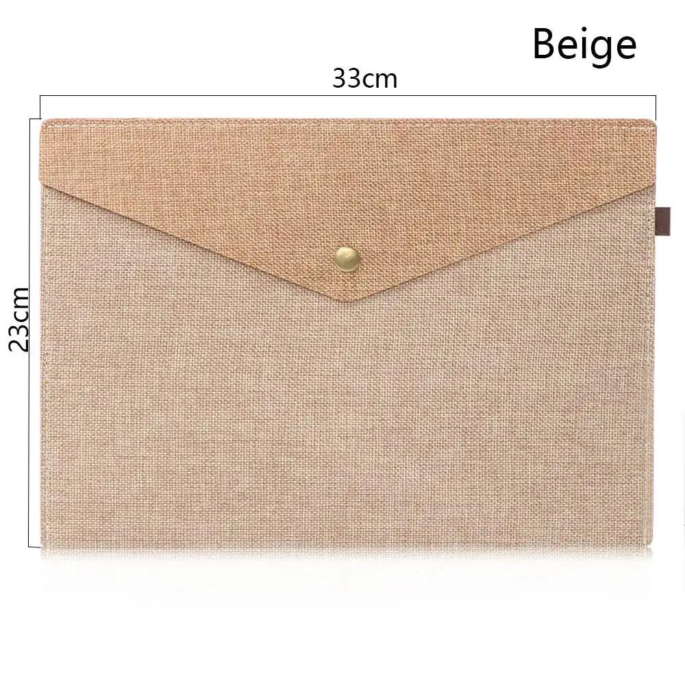 1PC A4/A5 Imitation Linen Big Capacity Document Bag Simple Canvas Felt File Bag Briefcase File Folders Office School Supplies by All Mart Bristol Ltd