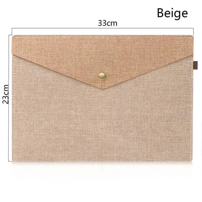 1PC A4/A5 Imitation Linen Big Capacity Document Bag Simple Canvas Felt File Bag Briefcase File Folders Office School Supplies by All Mart Bristol Ltd