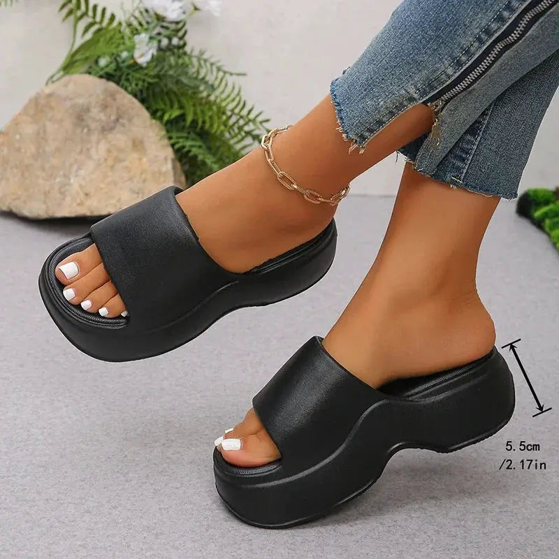 Chunky Platform Slippers for Women Summer 2025 Comfortable Wedge Heels Sandals Woman Solid Non Slip Eva Thick Sole Slides Shoes by All Mart Bristol Ltd