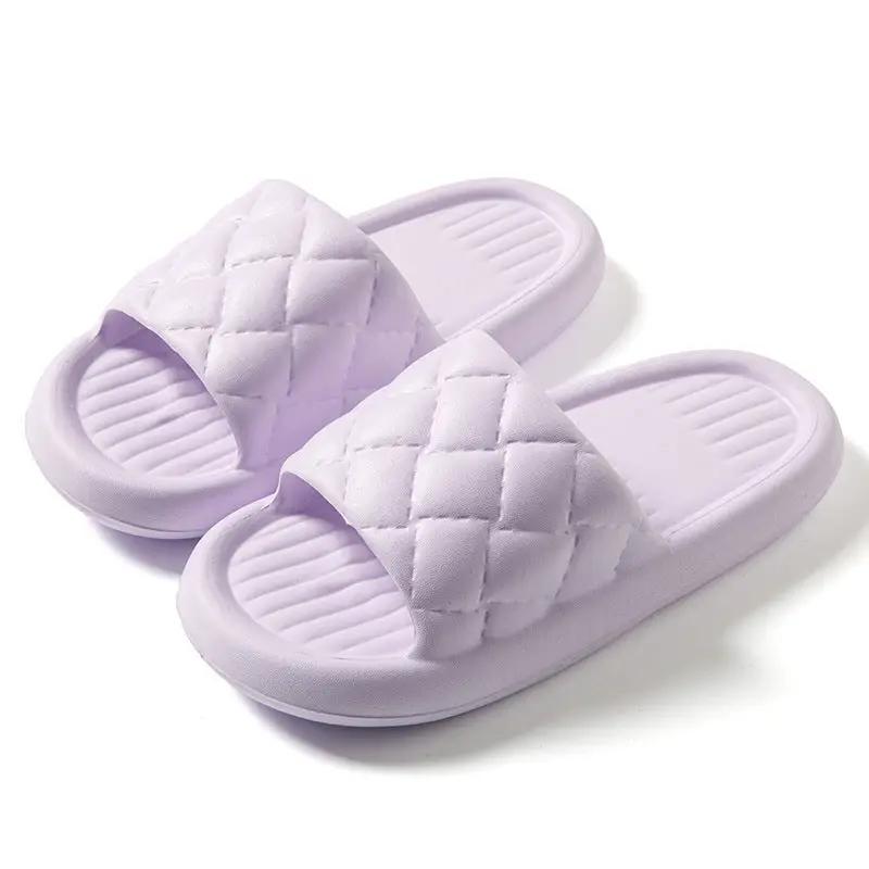 New Rhombus Home Slippers Summer Non-slip Floor Bathroom Slipper Lightweight Simple House Shoes For Women Men by Dropshipman