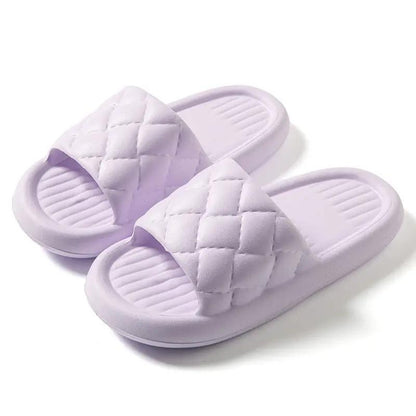 New Rhombus Home Slippers Summer Non-slip Floor Bathroom Slipper Lightweight Simple House Shoes For Women Men by Dropshipman