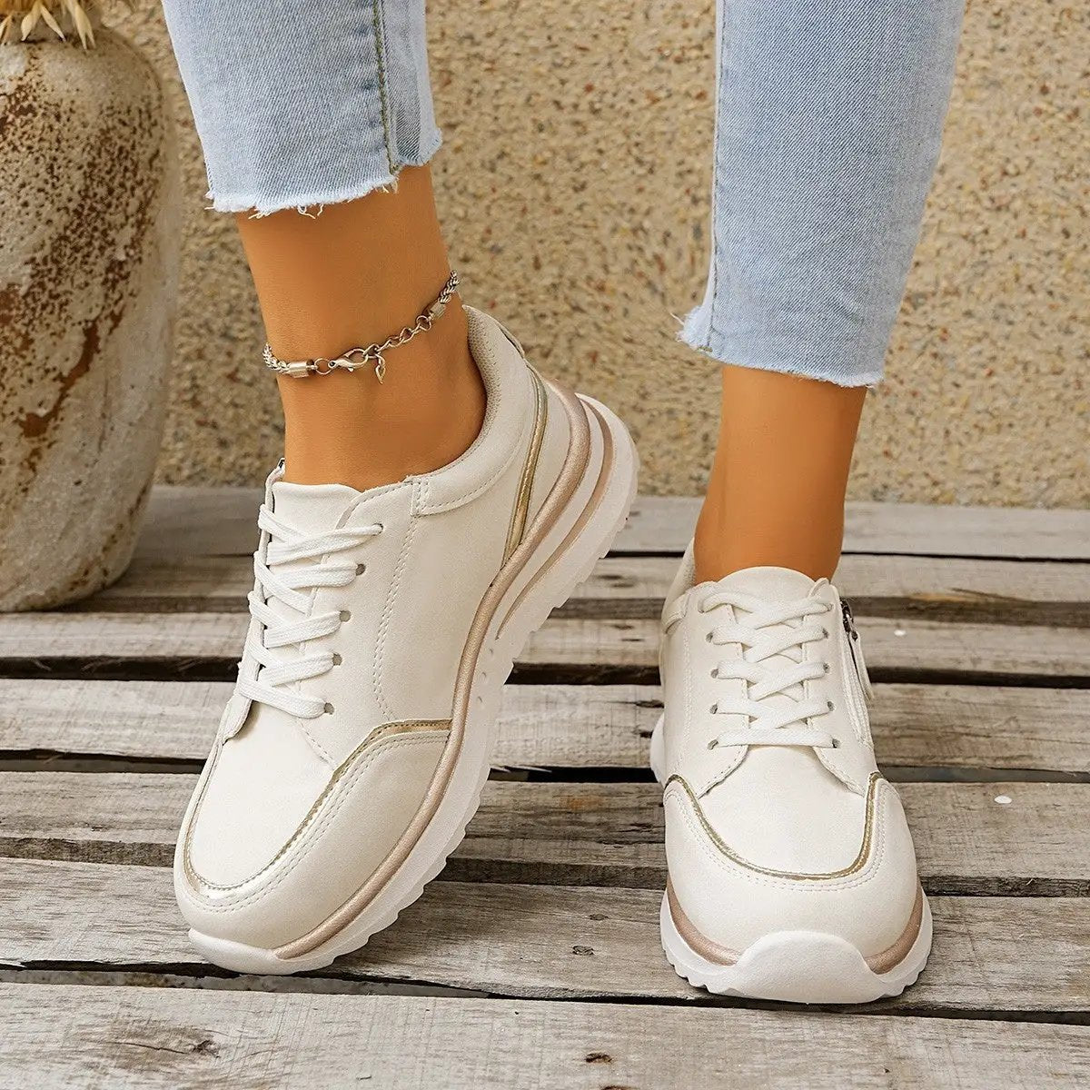 Side-zip Breathable Sneakers With A Chunky Sole For Comfort by Dropshipman