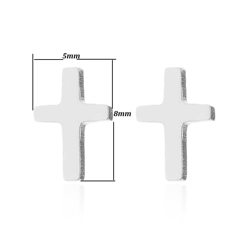 Small Silver Cross Stud Earrings by Aye Do Gifts