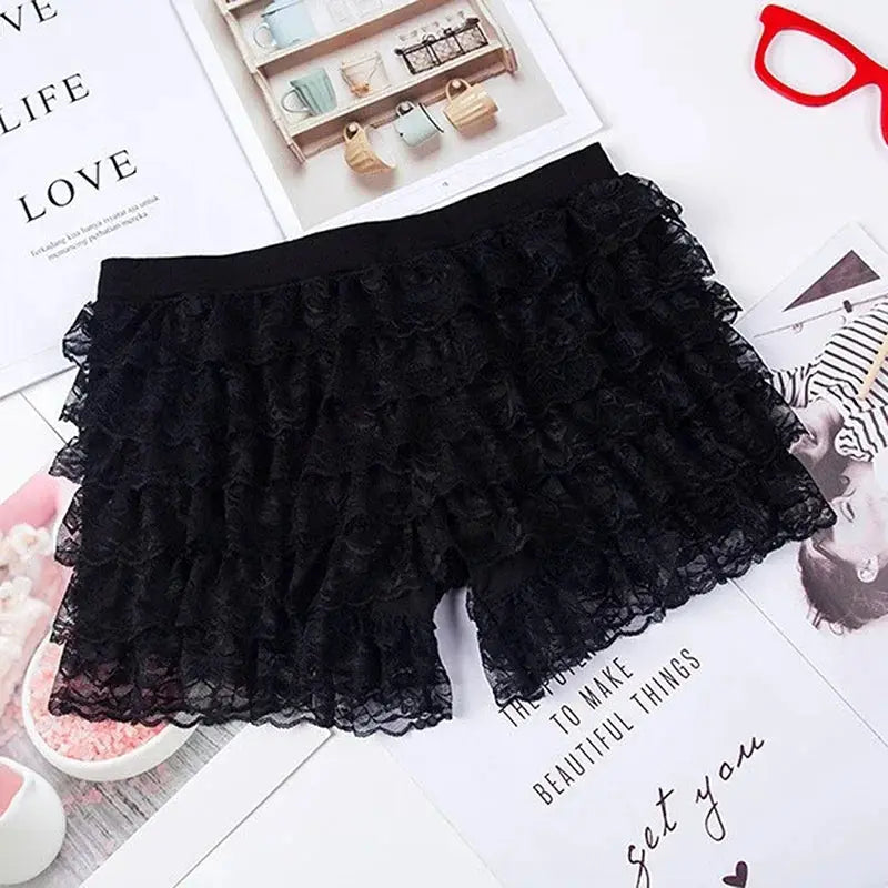 Lolita Ruffle Lace Safety Shorts Elastic Casual Bow Bottoming Culottes Anti-Walking Summer Thin Section Short Pants by All Mart Bristol Ltd