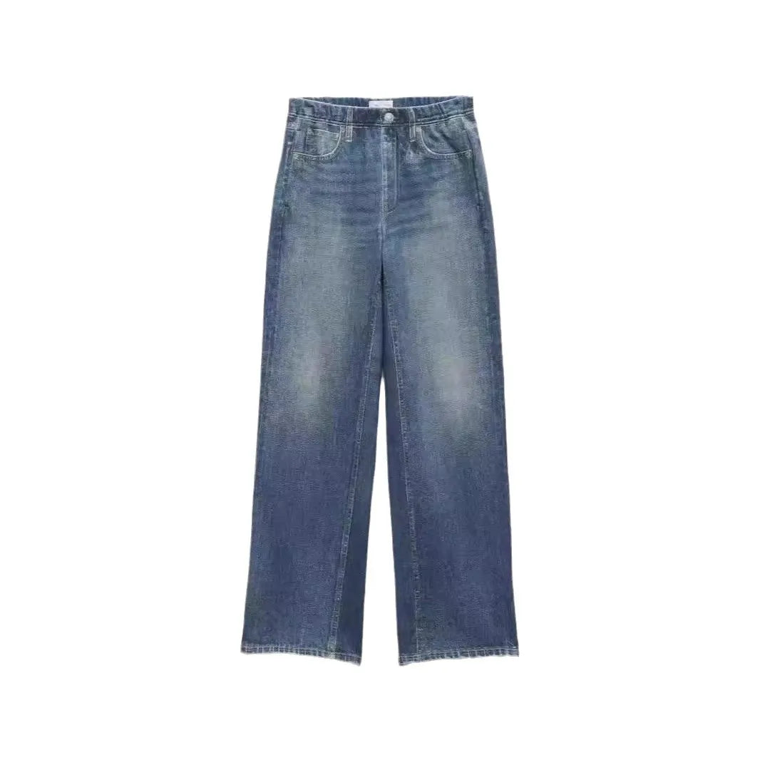2026 Jeans Wide Leg Pants Women Denim Floor Length Mid Waist Washed Distressed Pockets Vintage Y2k Streetwear Straight Trousers by All Mart Bristol Ltd