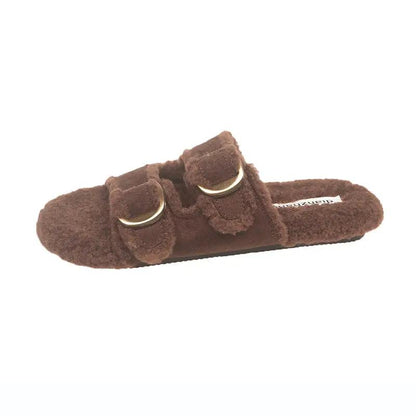 Flat Soled Lambswool Birkie Slippers For Women by Dropshipman