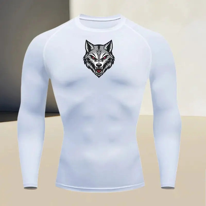 Men's long sleeved round neck thin sports tight fitting quick drying T-shirt, suitable for bodybuilding and physical training by All Mart Bristol Ltd