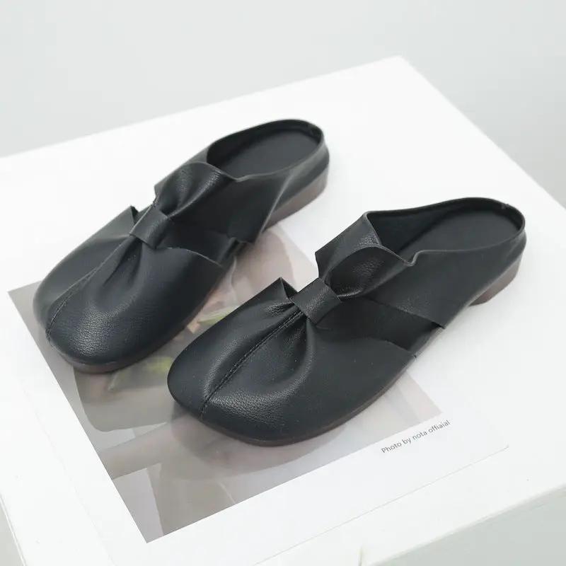 Flat-Soled Soft-Soled Lazy Casual Closed-Toe Half Slippers Mother Shoes by Dropshipman