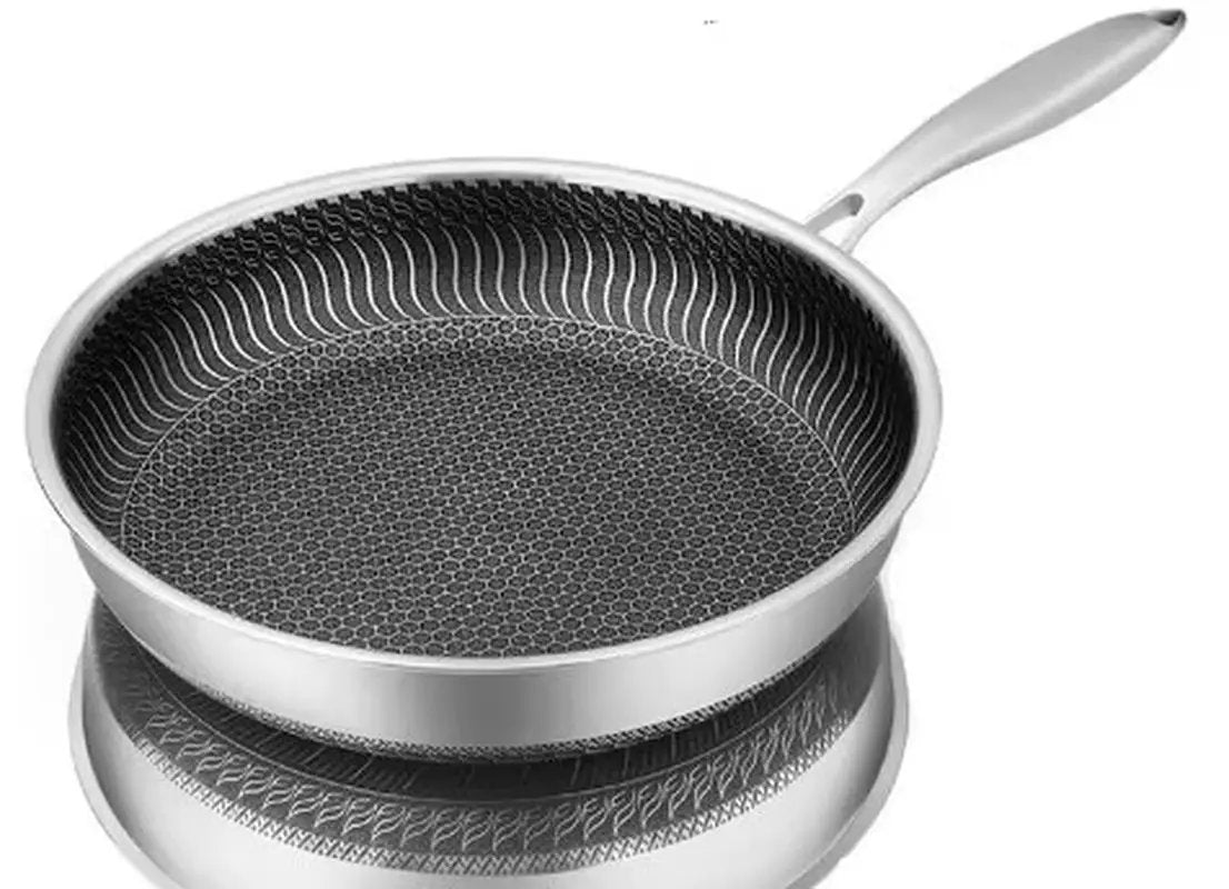 Whole Body Tri-Ply Stainless Steel Frying Pan 316 Stainless Steel Wok Pan Double-Sided Honeycomb Skillet Suitable for All Stove by All Mart Bristol Ltd