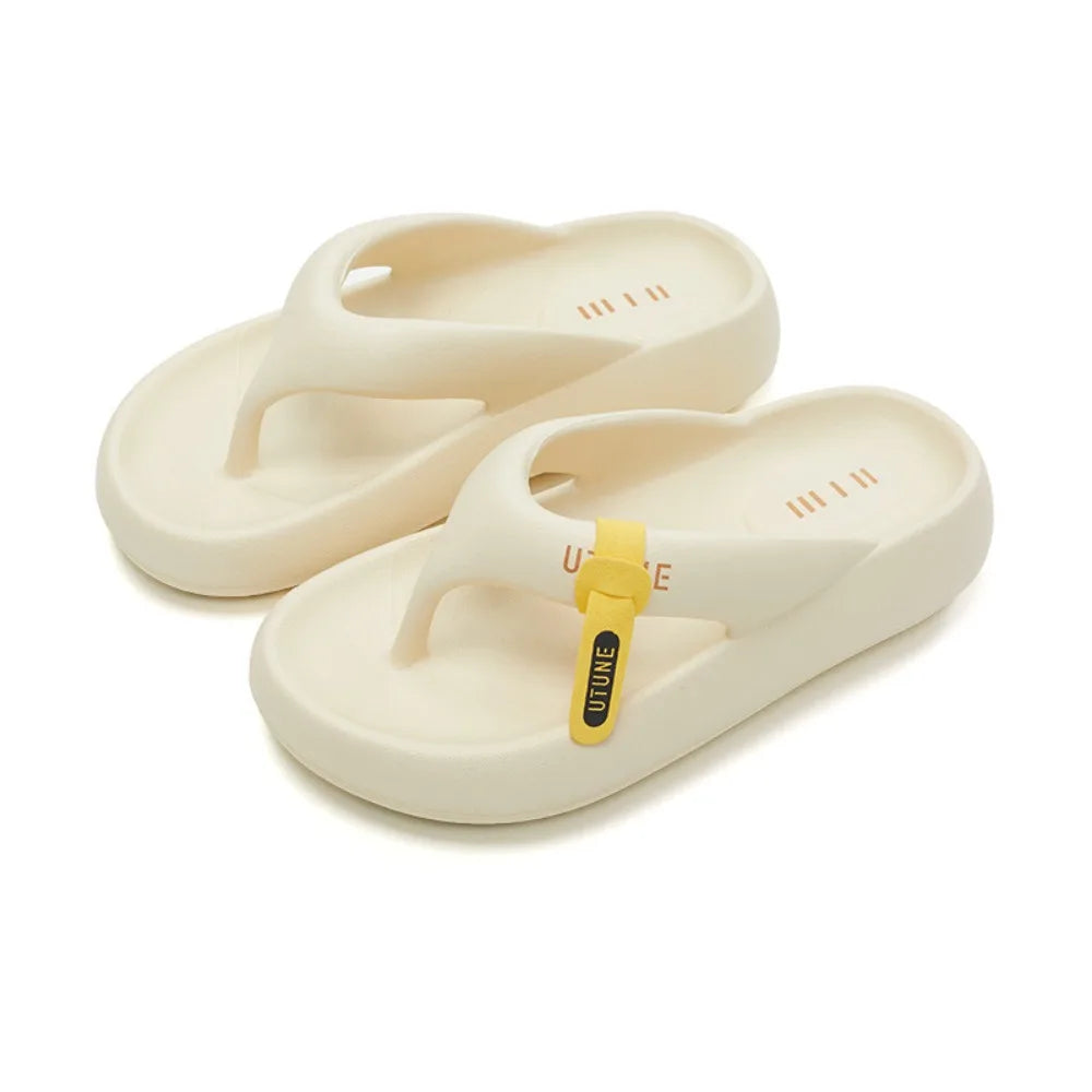 Comfortable Letter Platform Flip Flops EVA Thick Soled Slides Sandals Toe Spring Non-Slip Beach Slippers Bathroom by All Mart Bristol Ltd