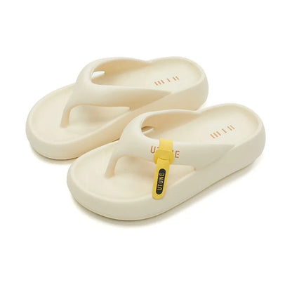 Comfortable Letter Platform Flip Flops EVA Thick Soled Slides Sandals Toe Spring Non-Slip Beach Slippers Bathroom by All Mart Bristol Ltd