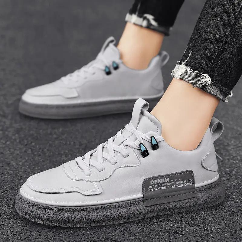 Leather Men's Versatile Casual Sneakers by Dropshipman