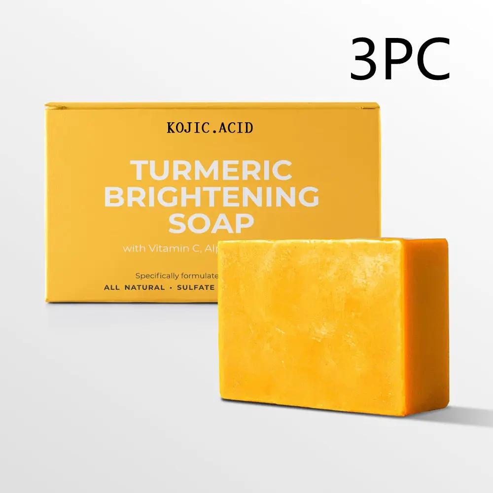Turmeric Kojic Soap Turmeric Kojic Acid Soap Handmade Skin Products Natural Turmeric Soap Bar Skin Clean Dark Spot Remover Moist Bathing Facial Soap by Dropshipman