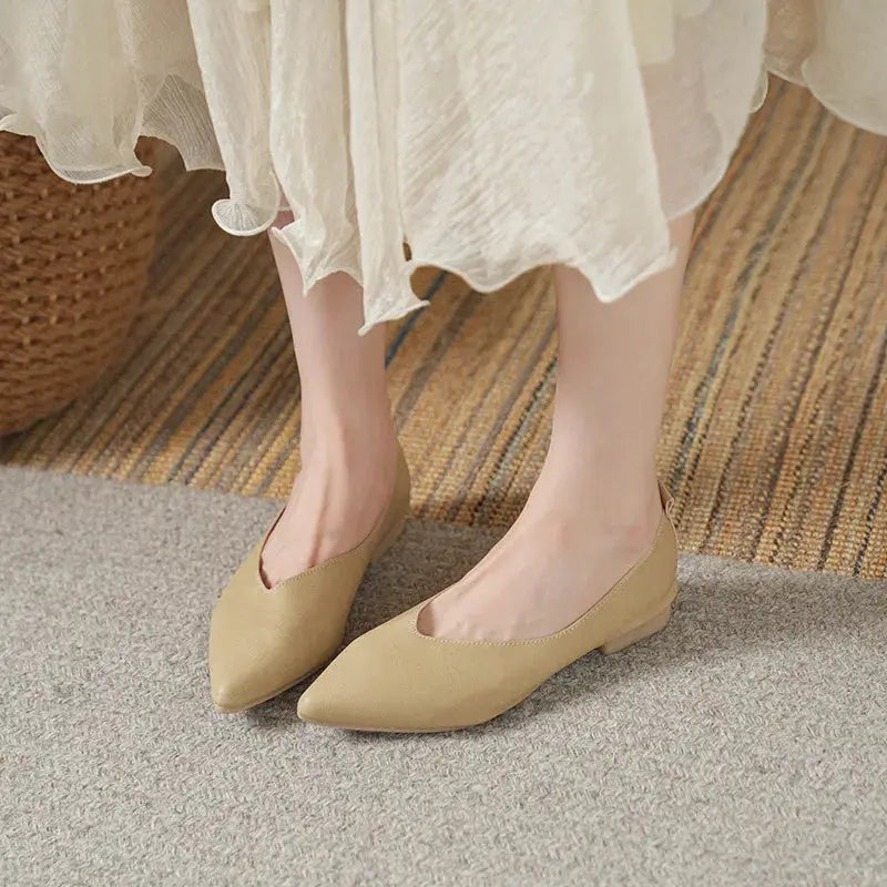 Spring and Autumn Fashion New Square Head Soft Leather Work Shoes Women's Shoes High Heels Thick Heels Shoes Women by All Mart Bristol Ltd