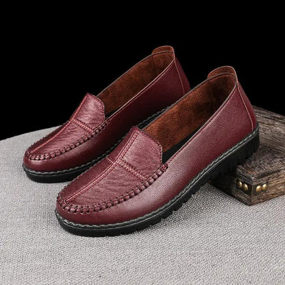 Women's Flat Casual Slip-on Leather Shoes by Dropshipman