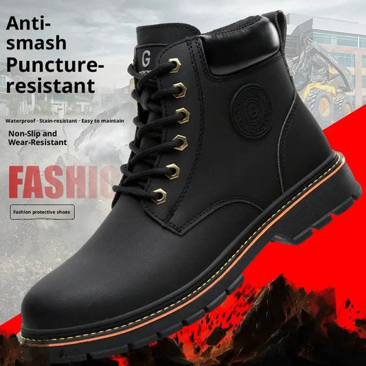 New Mid-top Steel Toe Cap Safety Protective Footwear Anti-smashing And Anti-penetration Antiskid Shoe by Dropshipman