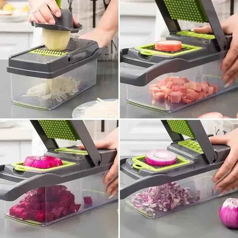 14/16 in 1 Multifunctional Vegetable Chopper Grate Food Handle Food Chopper Vegetable Slicer Dicer Cut Kitchen Items Cocina by All Mart Bristol Ltd