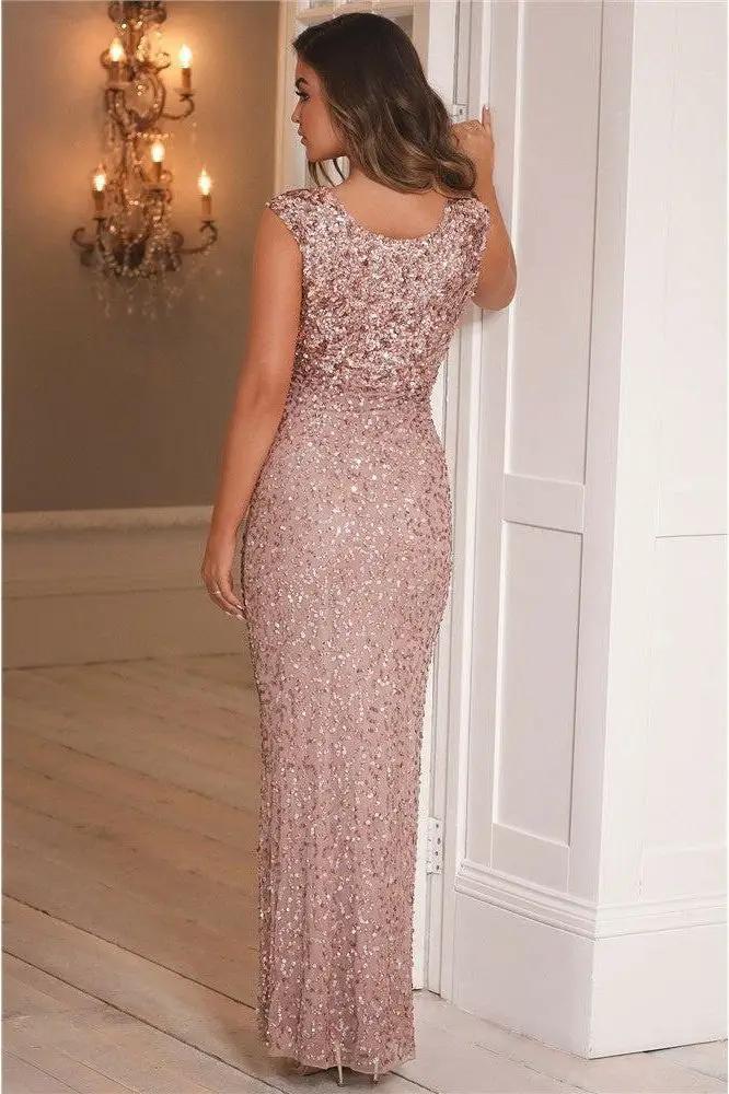 Blakely Rose Gold Sequin Maxi Dress by Aftershock London