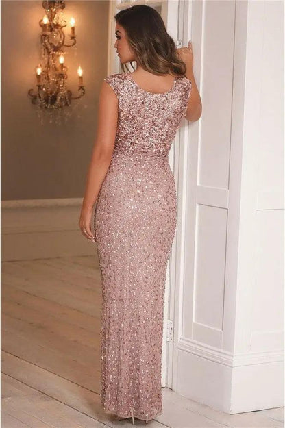 Blakely Rose Gold Sequin Maxi Dress by Aftershock London