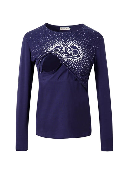 Blue Heart Breastfeeding Top by Stylish Mum