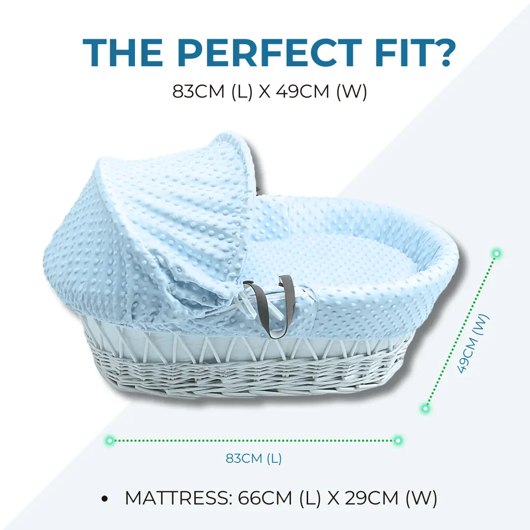 Blue Dimple Grey Wicker Baby Moses Basket With Stand by For Your Little One
