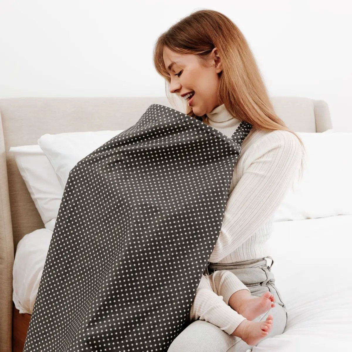 Breastfeed Apron - White Stars-Clearance by For Your Little One