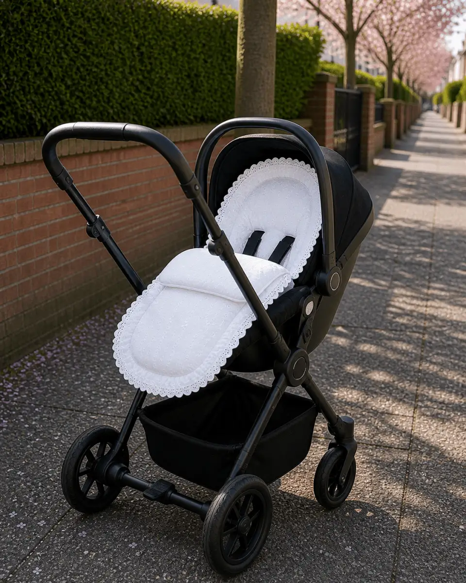 Universal Broderie Anglaise Car Seat Footmuff / Cosy Toes by For Your Little One