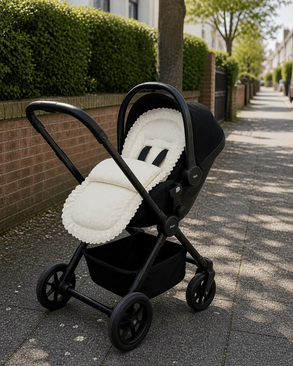 Universal Broderie Anglaise Car Seat Footmuff / Cosy Toes by For Your Little One
