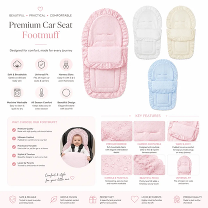 Universal Broderie Anglaise Car Seat Footmuff / Cosy Toes by For Your Little One