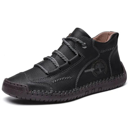 Men's Autumn Sewing High-top Leather Flat Outdoor Work Clothes Casual Shoes by Dropshipman