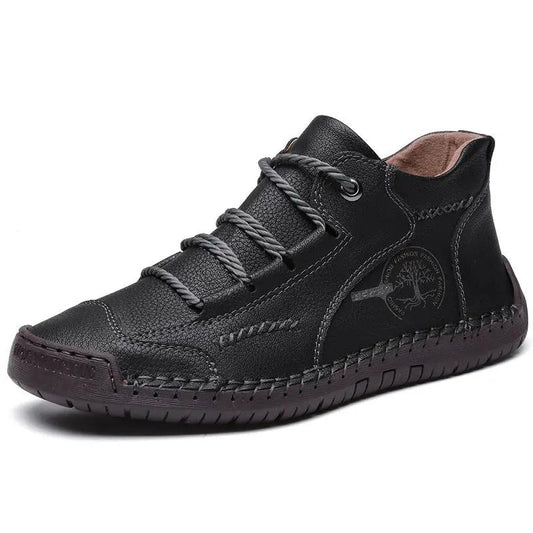 Men's Autumn Sewing High-top Leather Flat Outdoor Work Clothes Casual Shoes by Dropshipman