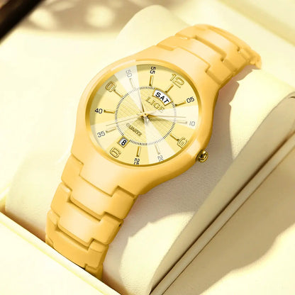 LIGE Fashion Elegant Women's Wristwatch Luxury Ceramics Strap Auto Date Week Waterproof Small Dial Quartz Watches for Woman Gift by All Mart Bristol Ltd