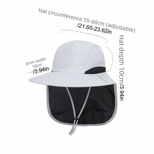 Fashion Wide Brim Outdoor Sun Hat Adjustable UV Protection Fisherman Cap with Neck Flap Quick-drying Bucket Cap Women by All Mart Bristol Ltd