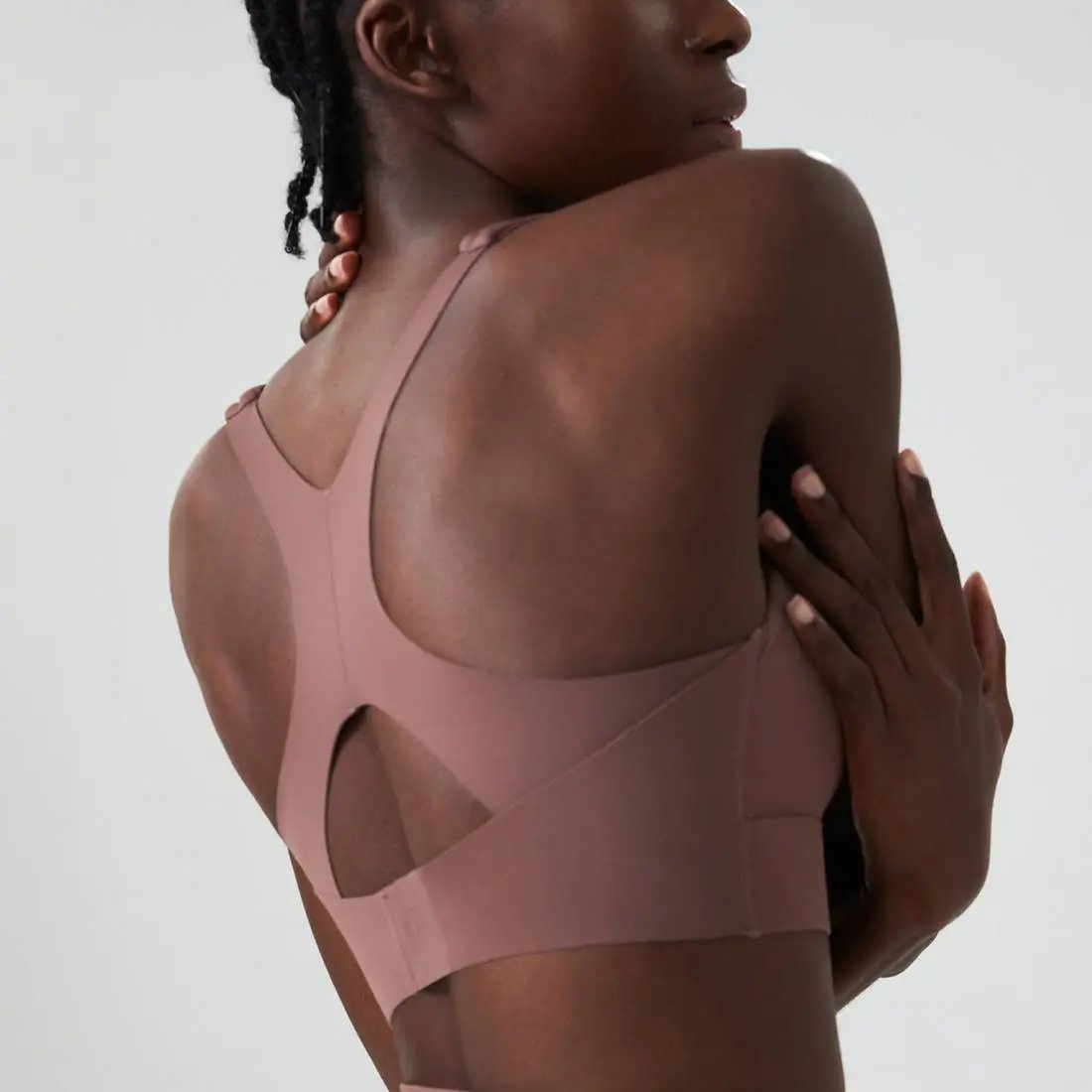 Solid Color Adjustable Back-Buckle Sports Bra by Me & I