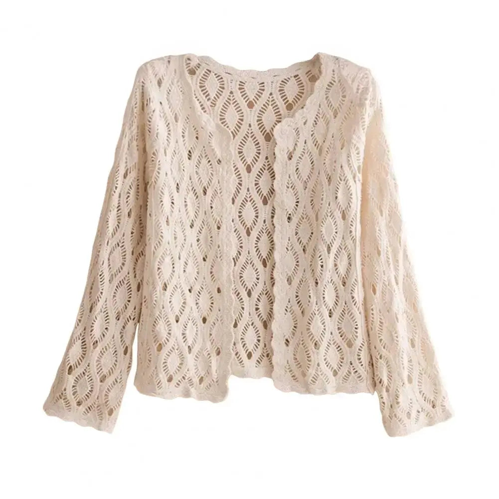 Handcrafted Lace Cardigan Crochet Women Cardigan 2025 3/4 Sleeve Hollow Out Open Front Sheer Sweater Boho Summer Knit Shrug by All Mart Bristol Ltd