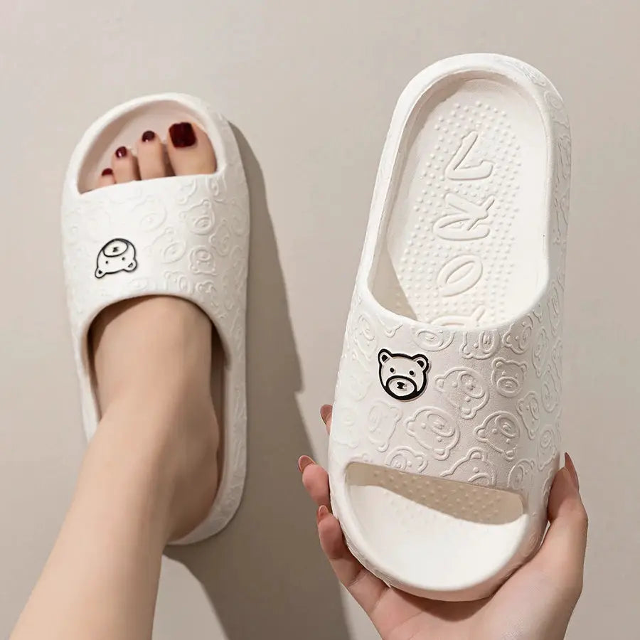 Printting Cute Bear Women Slippers Summer Indoor Soft Cartoon Sandals Bathroom Anti-slip Outdoor Comfy Men Leisure Shoes Couple by All Mart Bristol Ltd