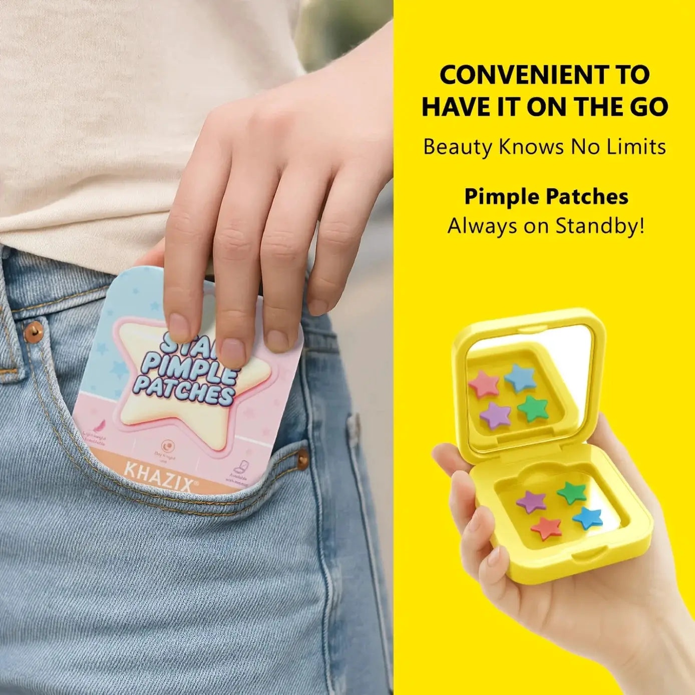 60PCS of portable small mirror star-shaped acne patches, with a fashionable design. Perfect for touch-ups at any time by All Mart Bristol Ltd