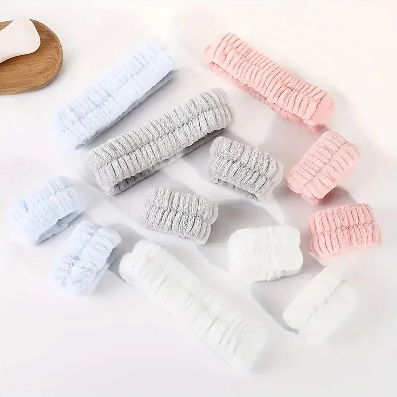 Coral Velvet Facial High-elastic Makeup Hairband Face Wash Wristband Set-face Wash, Facial Mask, Skin Care by All Mart Bristol Ltd