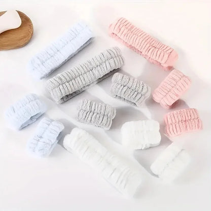 Coral Velvet Facial High-elastic Makeup Hairband Face Wash Wristband Set-face Wash, Facial Mask, Skin Care by All Mart Bristol Ltd