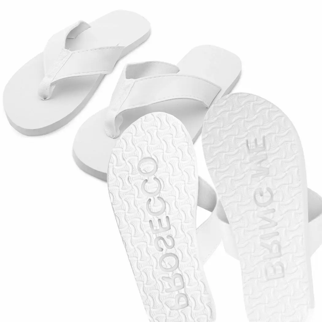 Flo "Bring me Prosecco" Sand Imprint Flip Flops White, Small by Flo