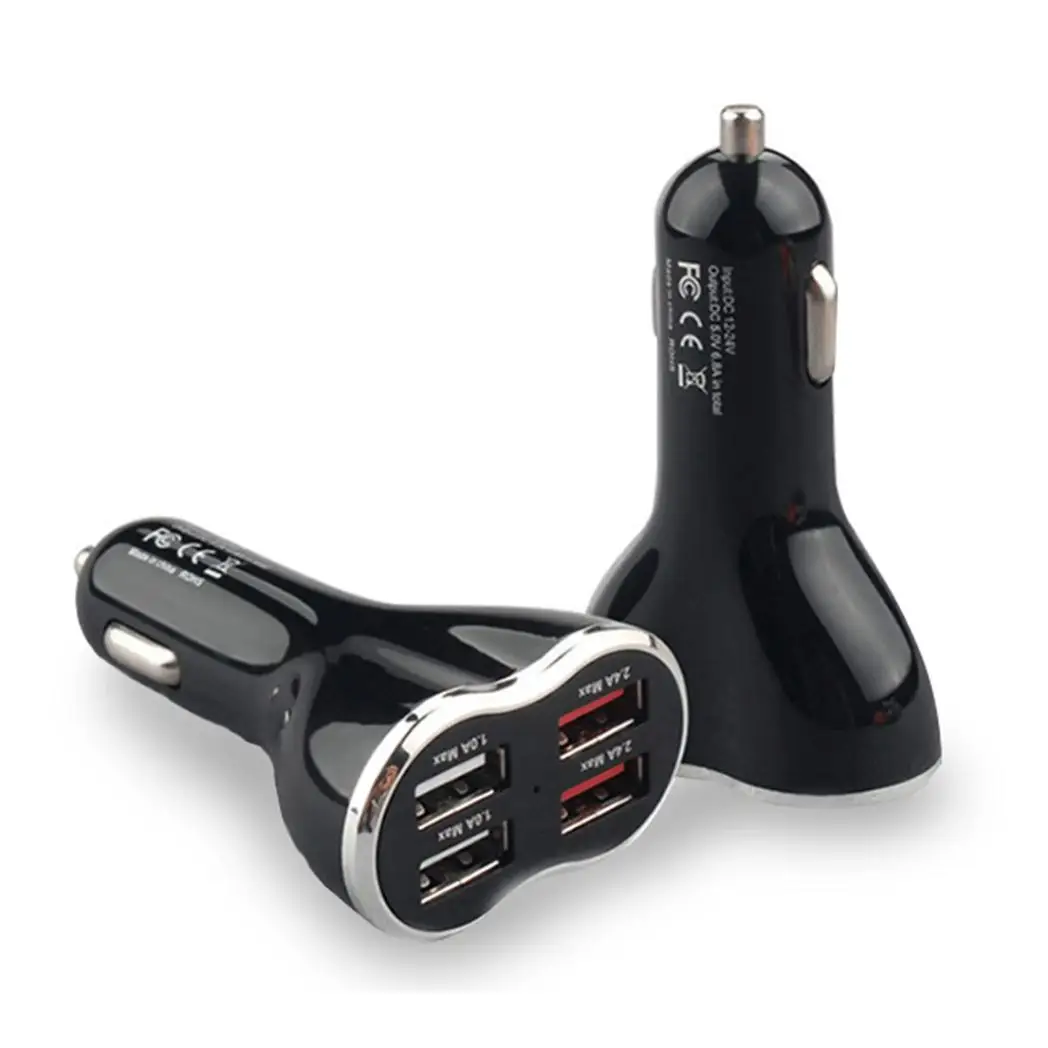Aquarius Powerful & 4-Port Universal USB Car Charger Black by Aquarius
