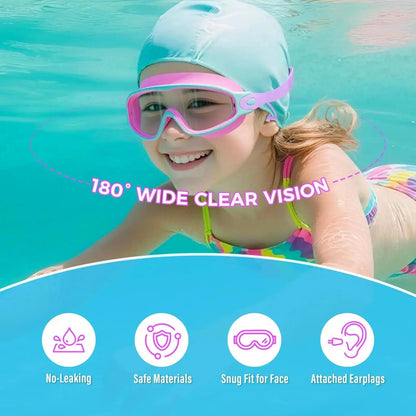 MERSUN 3 Pack Swimming Goggles, Kid Goggles with Earplugs Large Frame Anti-Fog/Uv Wide View Swim Goggles Boys Girls 4-12 by All Mart Bristol Ltd
