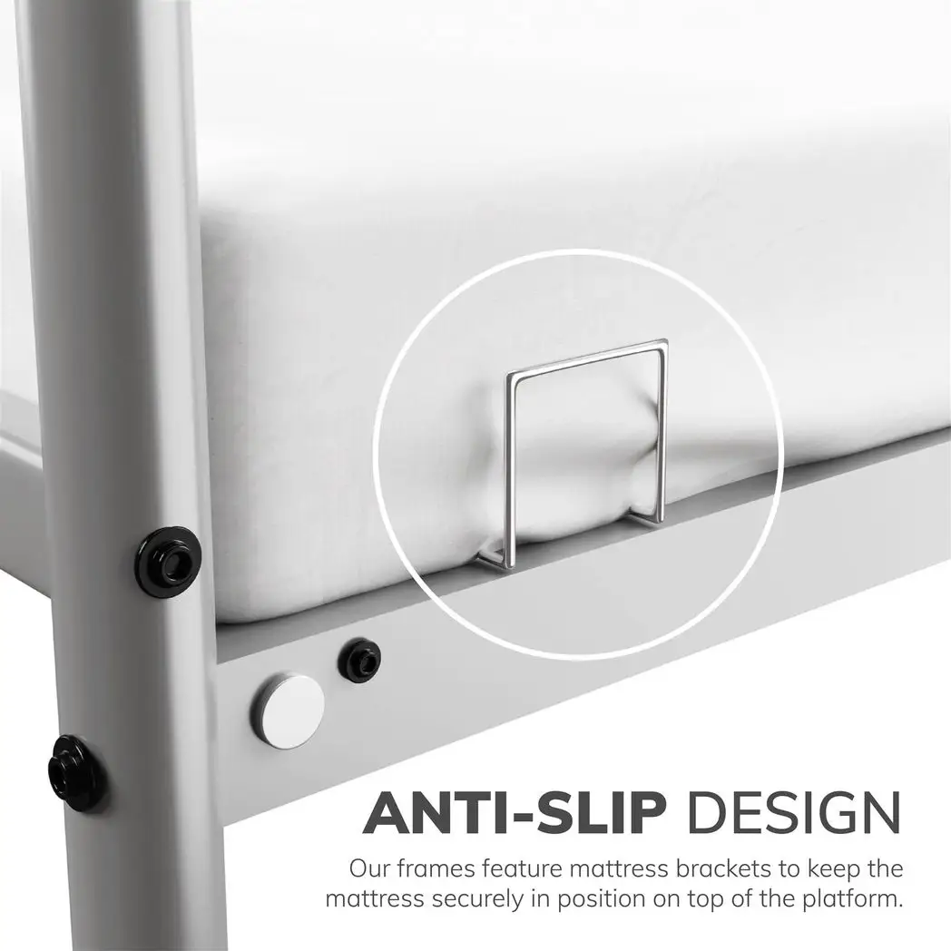 Extra Strong Single Metal Bed Frame In Silver by House of Home